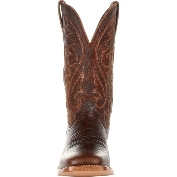 Men Boots Mid Calf Western Cowboy Motorcycle Boots Male Autumn Outdoor PU Leather Totem Med-Calf Boots Retro Designed Men Shoes