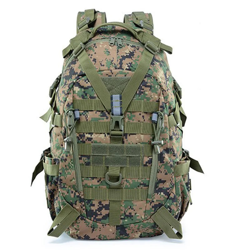 40L Tactical Camping Backpack Reflective Safety Mens Travel Hiking Rucksack MOLLE System Military Style Shoulder Straps Outdoor