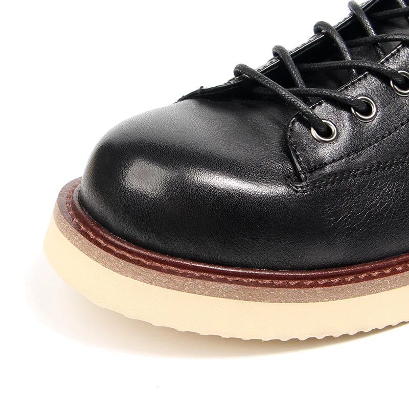 2025 New Vintage Autumn Winter Boots Lace Up Design Male Footwear Cow Real Leather Short Boots Retro Desert Boots Man Shoes A082