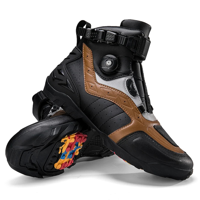 Waterproof Motorcycle Boots Man Wear-Resistant Motocross Boot Breathable Women Motorcycle Anti-Slip Motorcycle Shoes Anti-Fall