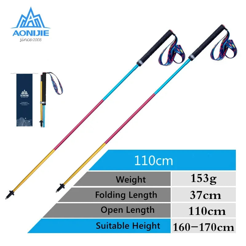 AONIJIE E4208 Rainbow Color Unisex Outdoor Hiking Pole Telescopic Adjustable Aluminum Alloy Pole Running Hiking Walking Stick
