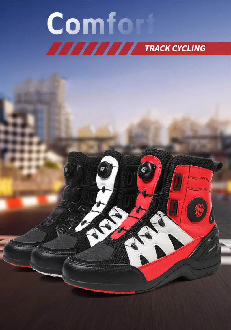 Men Motorcycle Boots New Waterproof Motorbike Riding Shoes Microfiber Breathable Men's Motorcycle Shoes Motos Bike Sport Boot