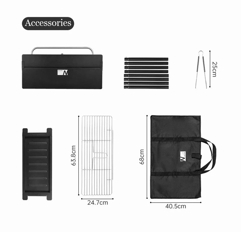 Naturehike Vertical Barbecue Rack Foldable Barbecue Charcoal Grill Stainless Steel Folding BBQ Grill For Outdoor Cooking Camping