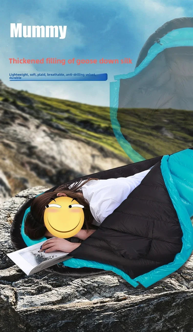 SKY ICEJingchan Mummy Down Sleeping Bag for Adults Outdoor Camping Winter Thickened Goose Down Cold-Proof Warm