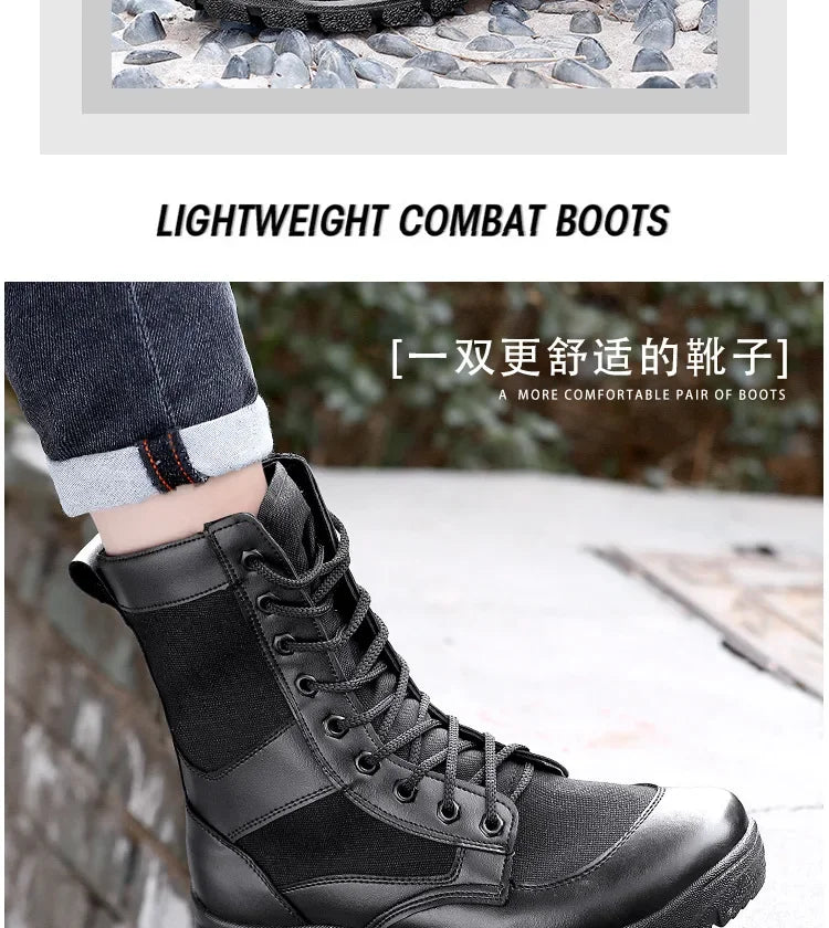 Summer ultra-light combat boots comfortable mesh shoes mountaineering boots men women high-top training boots security shoes