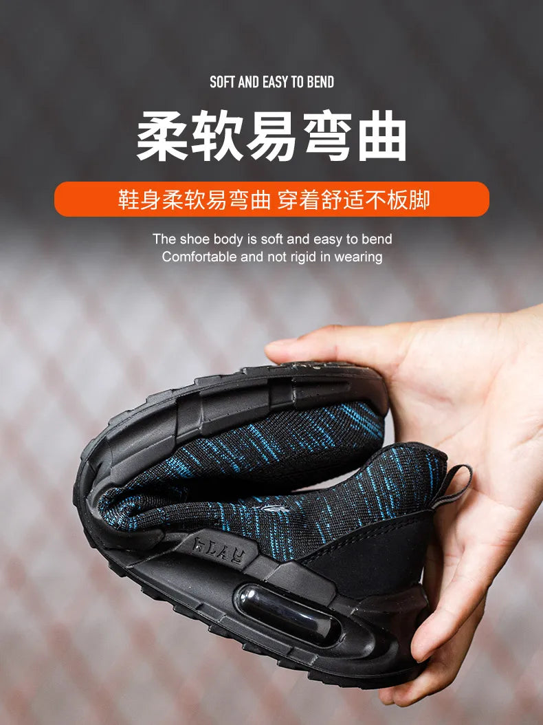 Security Anti-static Men Work Shoes Anti Puncture Anti Smashing Safety Shoes Air Cushion Indestructible Sneakers Breathable Mesh