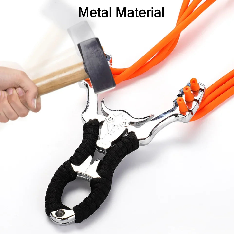 Powerful Alloy Slingshot Set Steel Balls Catapult Slingshot Bow Bag with 2 Rubber Bands Outdoor Hunting
