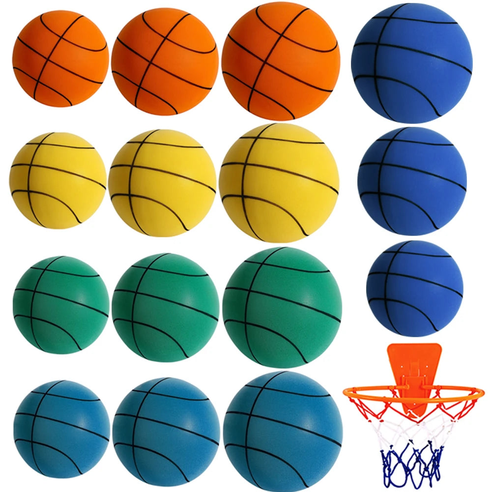 Kids Indoor Silent Basketball Ball 21/18cm High-Resilience Foam Silent Basketball Lightweight Small Basketball Basket Sports Toy