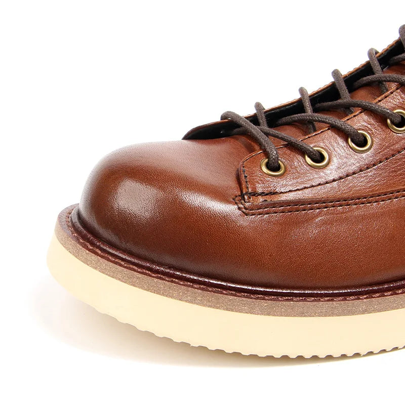 2025 New Vintage Autumn Winter Boots Lace Up Design Male Footwear Cow Real Leather Short Boots Retro Desert Boots Man Shoes A082