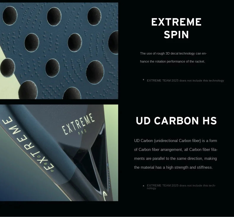 HEAD Tennis Padel Rackets EXTREME 2025 Series Carbon Fibre EVA Memory Flex Foam Core PADEL Plate Tennis Racquets Advanced