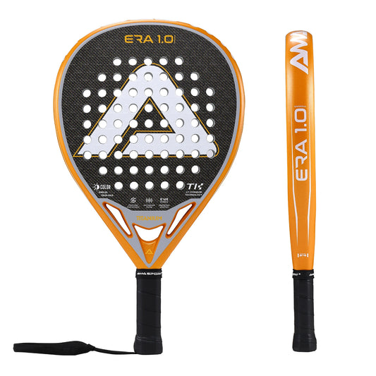 AMA SPORT 1St Titanium Gold Padel Rackets with Precision Holes,Anti-Vibration System High-Performance Titanium Pala de Padel