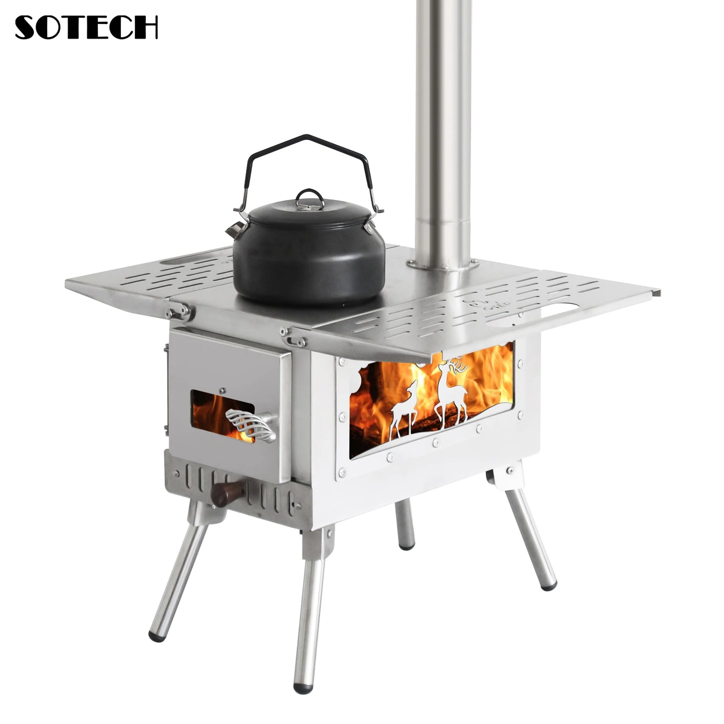 Multi-purpose Firewood Stove Stainless Steel Pellet Burner Camping Partical Heater Portable Foldable Wood Stove Outdoor Picnic