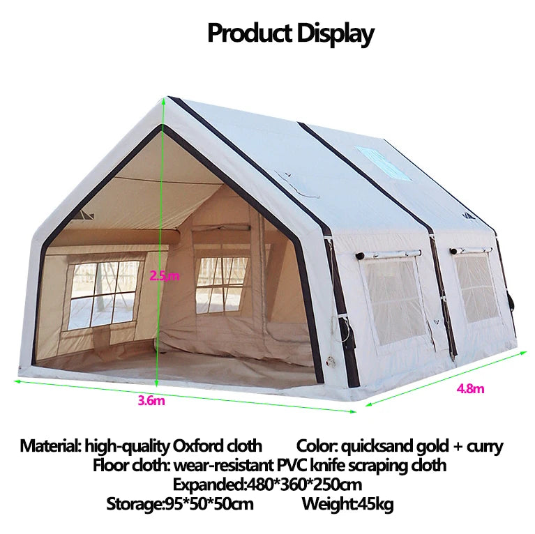 17.2㎡ Outdoor Camping Automatic Inflatable Tent with Air Column for Family Party 600D Oxford Cloth Material Marquee Waterproof