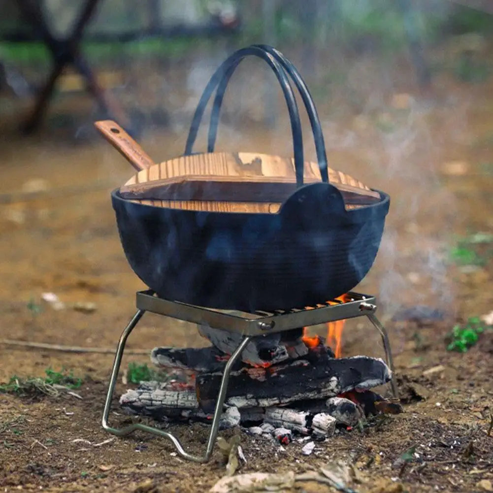 Outdoor Steel Stove Holder Foldable Portable Camping BBQ Cooking Campfire Gas Stove Stand Supplies