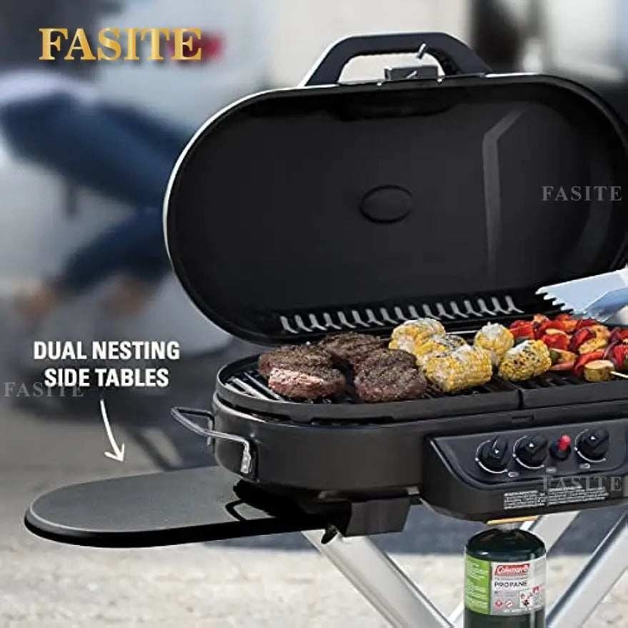 Coleman RoadTrip 285 Portable Stand-Up Propane Grill, Gas Grill with 3 Adjustable Burners and Instastart Push-Button Ignition;