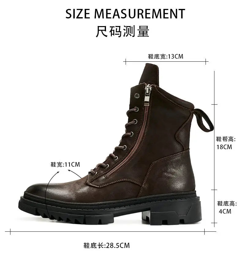 Retro Leather Motorcycle Riding Boots Riding Boots British Cool Man Handmade High-top Winter Work Shoes