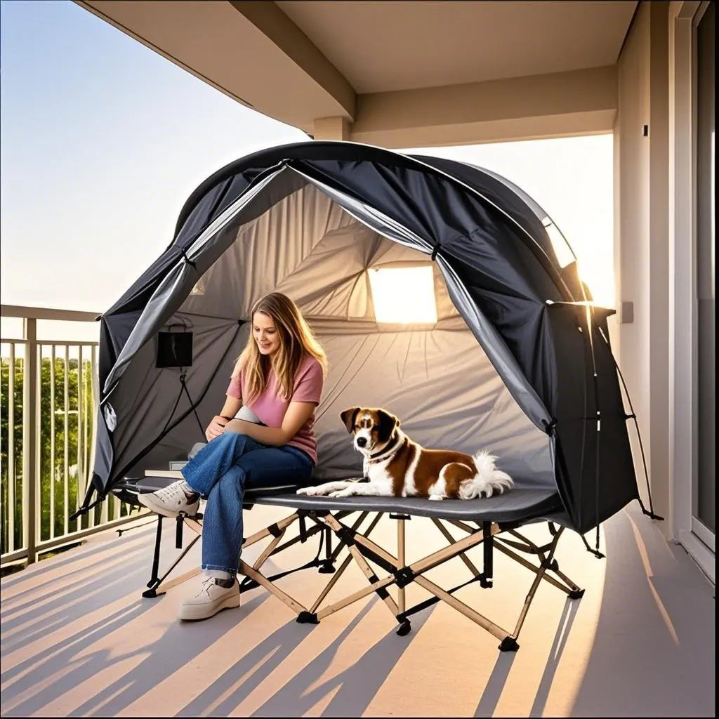 All-Season Camping Cot Tent 1-Person - Sturdy Cross-Braced Structure, for Fishing or Outdoor Activities,, Compact & Portable