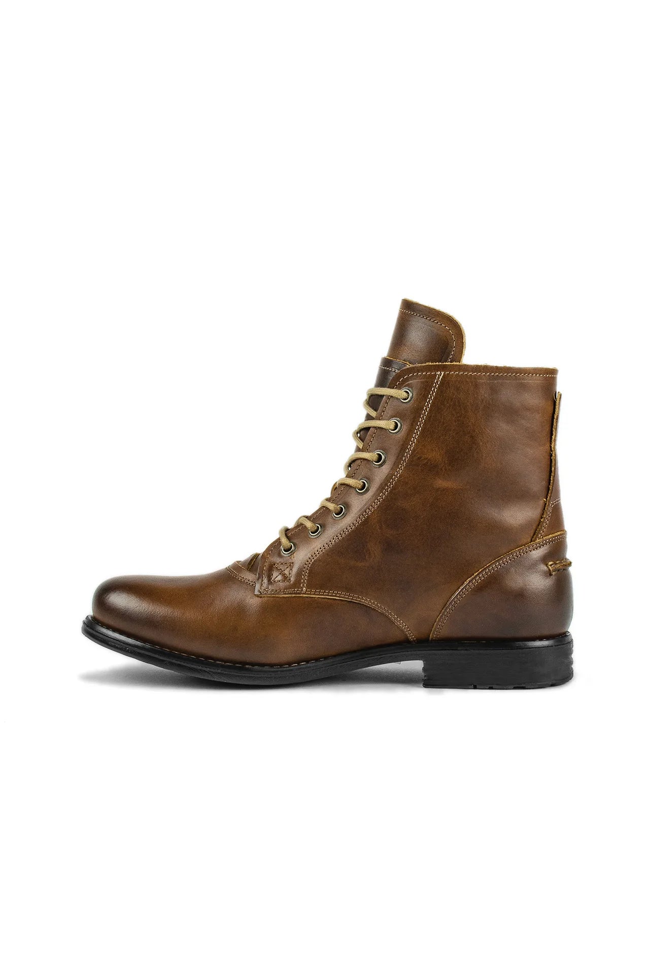 Men Knight Boots Autumn Exquisite Zip Ankle Handmade Round Toe Low Heel Males Shoes Fashion Leather Concise Leisure Design Boots