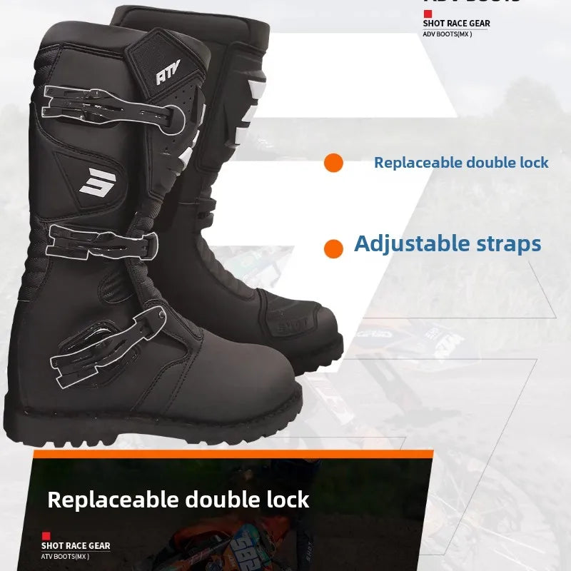SHOT Off-road Motorcycle BOOTS Riding Rally Boots Waterproof  ATV Microfiber Leather Botas CE Certification Motocross Equipment