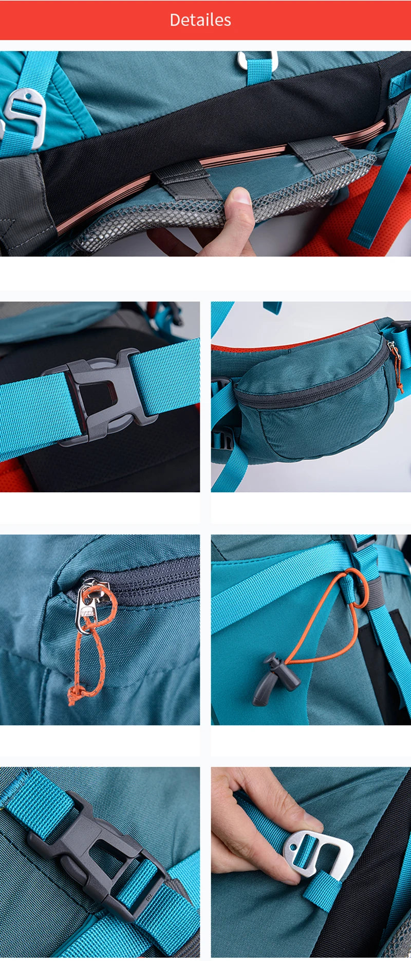 Naturehike-Camping Hiking Backpack with External Frame, 65L Large Capacity, Trekking, Mountaineering, Climbing Bag, 55L