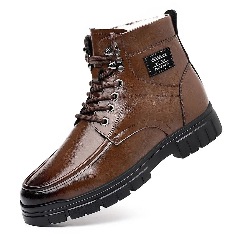 Winter Cotton Shoes Men Fashionable High-top Wear-resistant Shoes Thick-soled Plus Velvet Snow Boots Outdoor Non-slip Work Boots