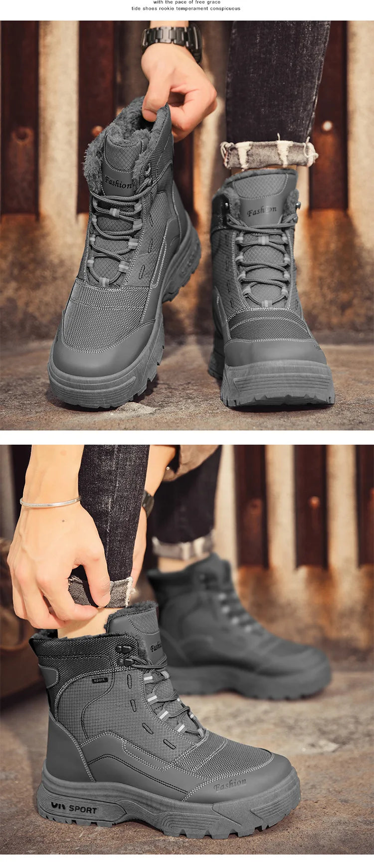 Winter Warm Men Boots Platform Boots High Top Men's Cotton Shoes Non-slip Working Ankle Boots for Men 2024 Short Plush Snow Boot