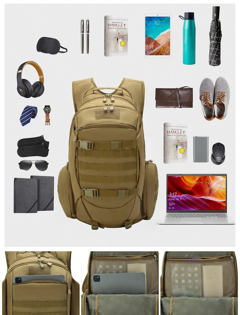 55L Tactics Backpack High Capacity Camping Backpacks Outdoor Army Camouflage Shoulder Bag Multifunction Fashion
