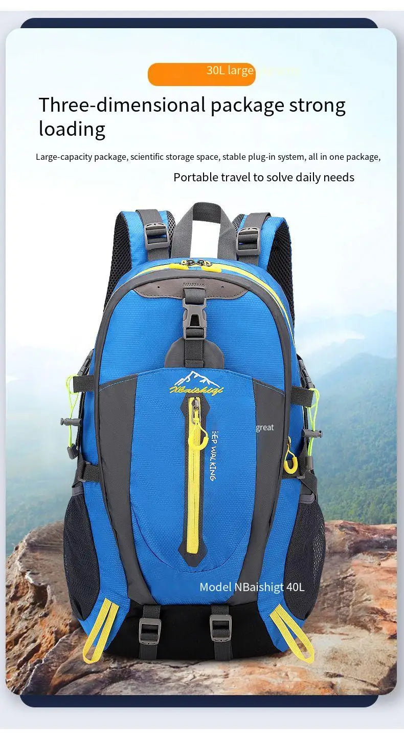 Men Women Outdoor Camping Travel Backpack 40L Water Repellent Climbing Hiking Laptop Daypack Trekking Reflective Strip Back Bags