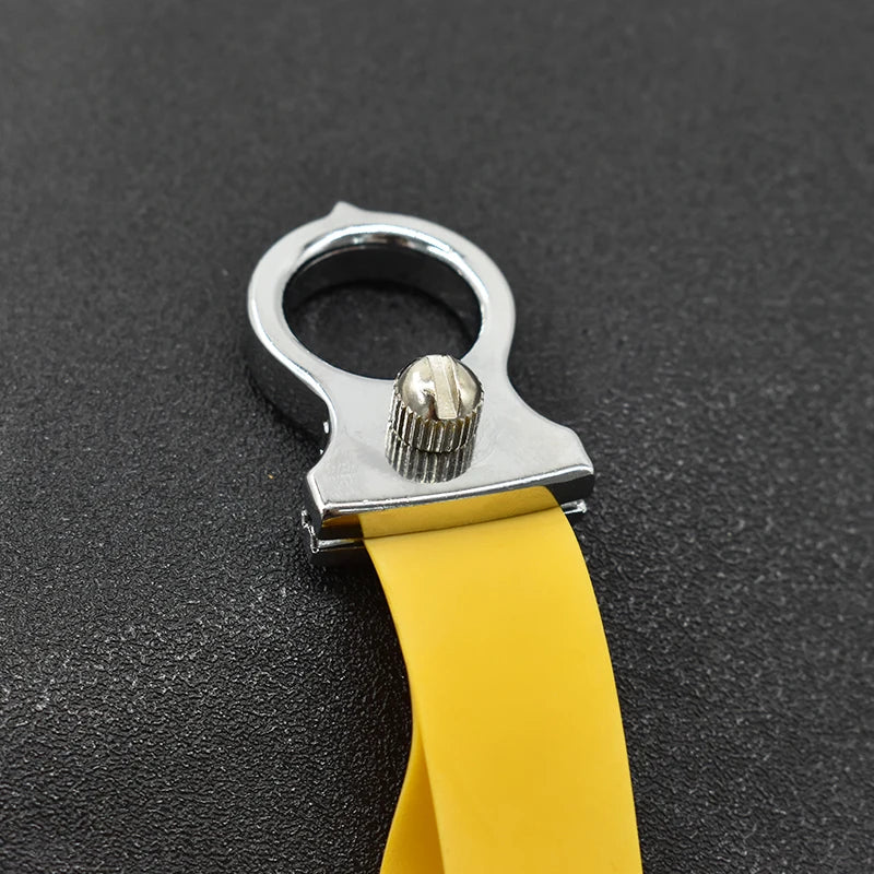 Stainless Steel Ring Pocket Slingshot Ammo Catapult Rapid Fire Slingshot with Rubber Band Finger Hunting Shooting Slingshot