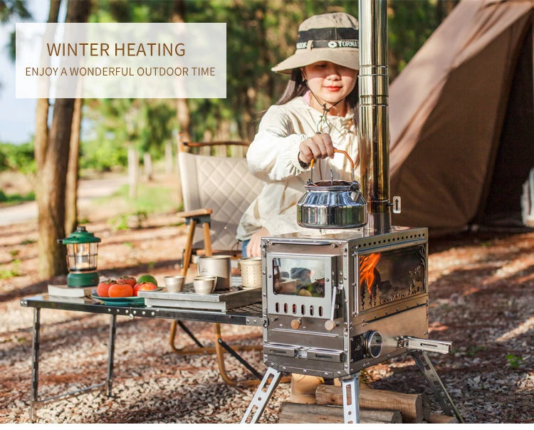 Firewood Stove Tent Heater Wood Furance Pellet Stove Brazier Grill Outdoor Camping Stove Portable Tent Heating Drawer Oven New