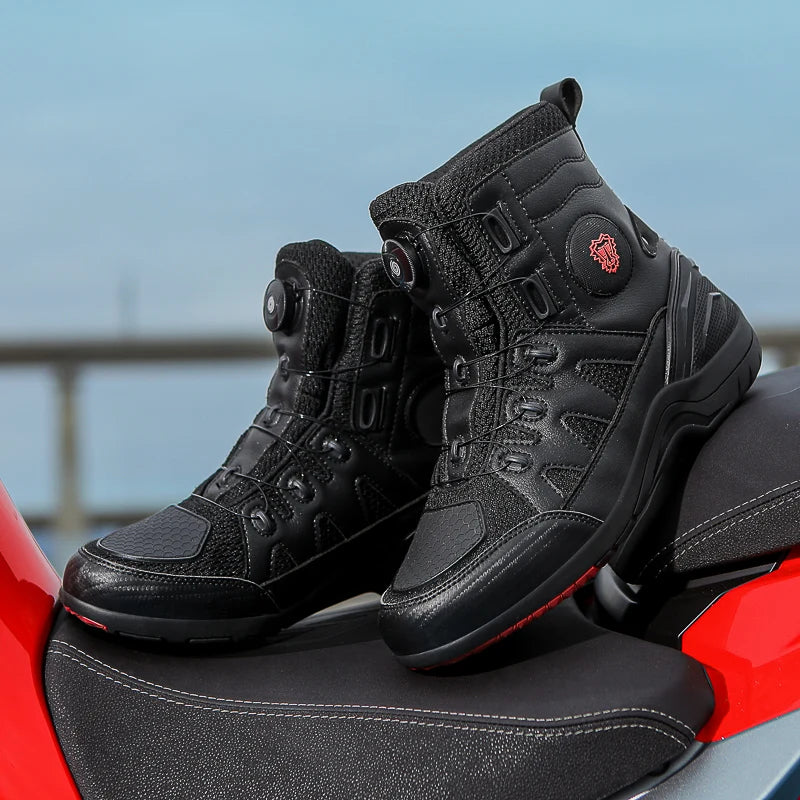 Motorcycle Shoes Riding Men Boots Motorcycle Casual Shoes Microfiber Waterproof Anti-slip Outdoors Travel Equipment Sneakers