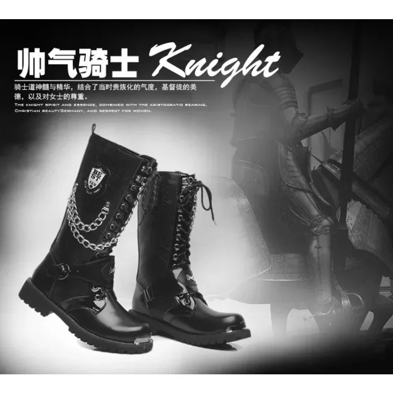 Men Boot Mid Calf Basic Casual Outdoor Military Boots Trendy Big Toe Boots Round Toe Workwear Boots Baita Men's Shoe