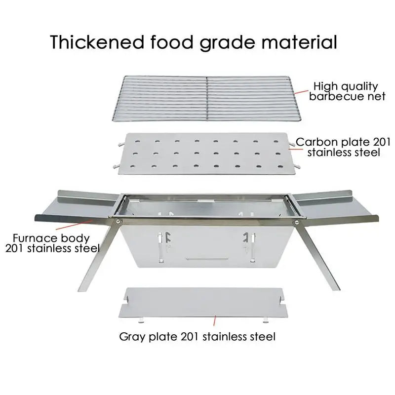 Portable Outdoor Camping Folding stove stainless steel Barbecue brazier charcoal barbecue smokeless folding barbecue stove