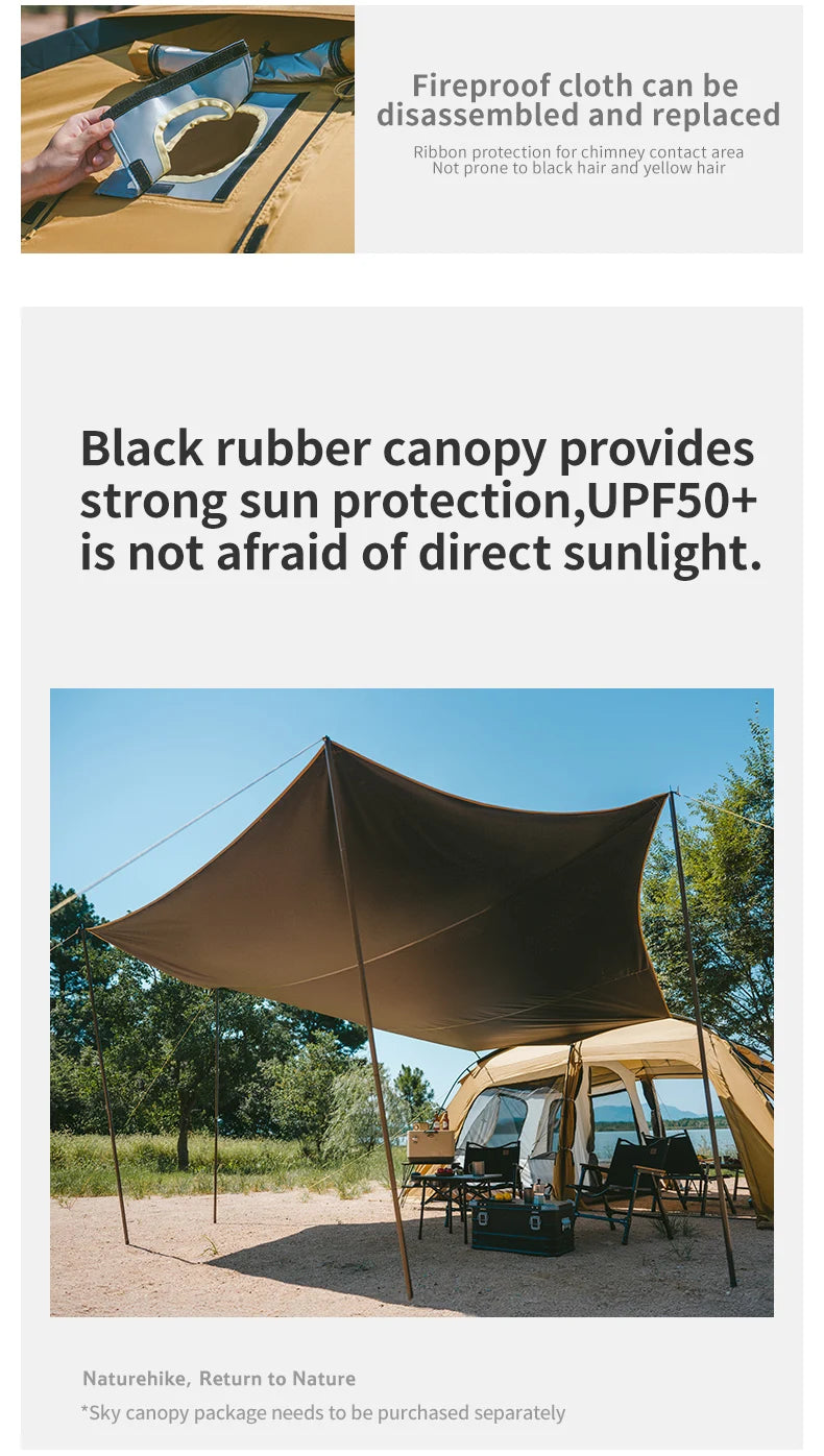 Naturehike Outdoor 4-6 Person Camping Dune 10.9 Tent One Bedroom One Living Room Hiking Tent 75D Nylon Camping Tents Canopy