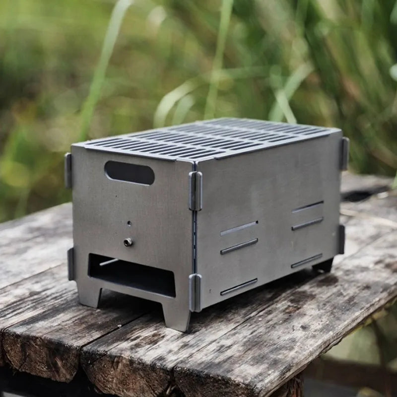 Titanium Alloy Portable Barbecue Grill Rack Outdoor Family Charcoal Stove Furnace Frame Camping Lightweight Camp Equipment