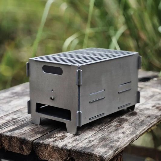 Titanium Alloy Portable Barbecue Grill Rack Outdoor Family Charcoal Stove Furnace Frame Camping Lightweight Camp Equipment