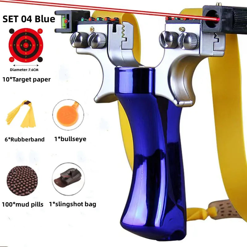 Powerful New Laser Slingshot Upgrade Outdoor Shooting Catapult Double Screw Quick Pressure Rubber Band Toy Hunting Tools Outdoor