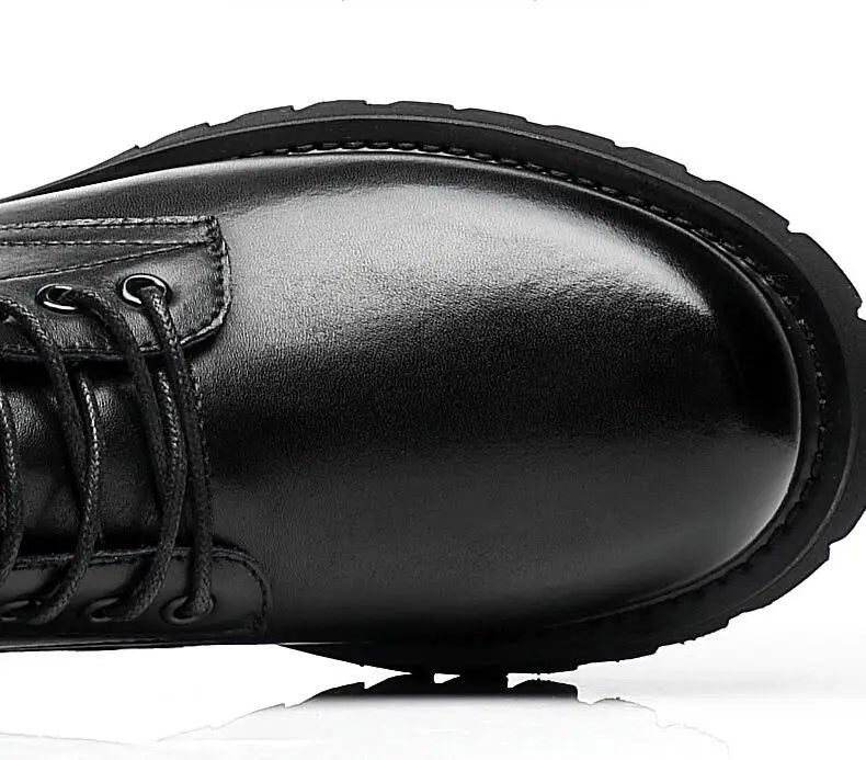 Men's Height Increasing Boots - 8CM Hidden Heel Leather Ankle Boots with Zipper | Elevator Shoes (Botas Masculino)