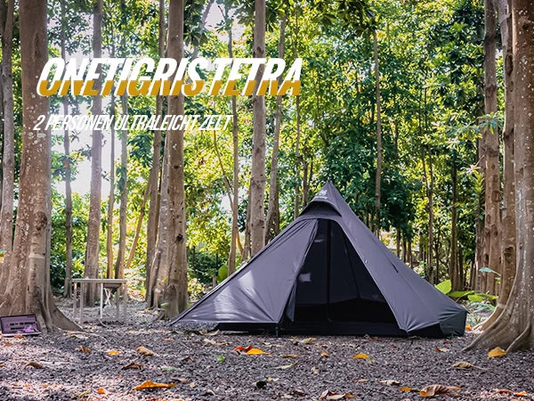 OneTigris TETRA Camping Tent 1-2 Person 3000mm Waterproofed Lightweight Backpacking Tipi Tent | Inner Mesh Tent Option Available
