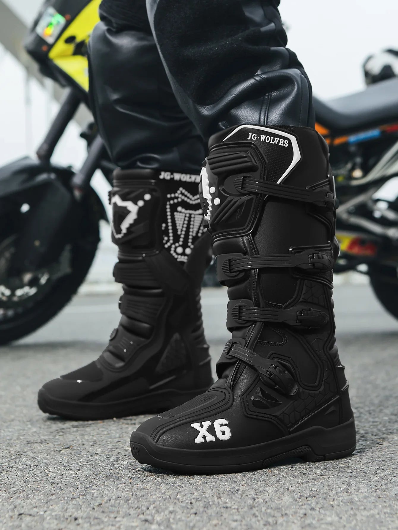 JG · WOLVES/Nine-strand Wolf Off-Road Motorcycle Riding Shoes Rally Forest Road Boots Men's Anti-Drop Knight Equipment