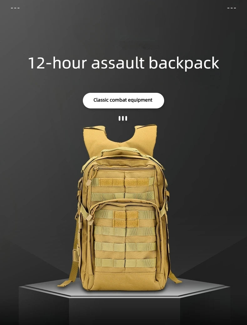 25L Tactical Assault Backpack Classic 12-hour Outdoor Camouflage Sports Backpack Wear-Resistant Oxford Cloth