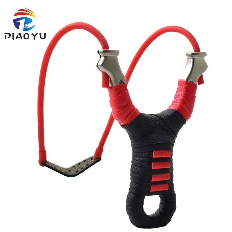 New Style Stainless Steel Powerful Slingshot with Tube Rubber Band Mud Balls Slingshot Catapult Bag for Hunting Outdoor