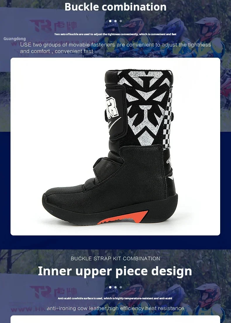 2PCS Kids Motocross Boots For Child Botas Motorcycle 4-10 Years Off Road Boots Motorcycle Mid Calf Kids Child MTB ATV