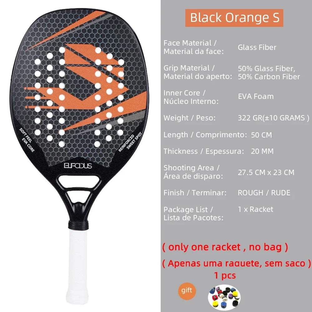 New 18K 12K 3K Full Carbon and Glass Fiber Beach Tennis Racket Matte Face Tennis Racquet