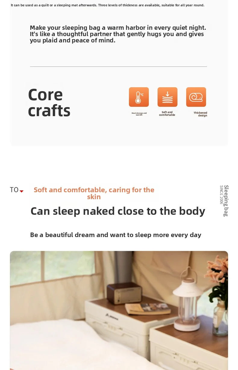 Sleeping bag for all seasons, suitable for adults, outdoor camping, overnight use, car use, and siesta, dual-purpose with warm