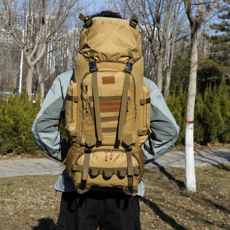 90L Travel Bag Camping Backpack Tactical Hiking Climbing Bags Mountaineering Large Sport Knapsack Outdoor Men Luggage Rucksack