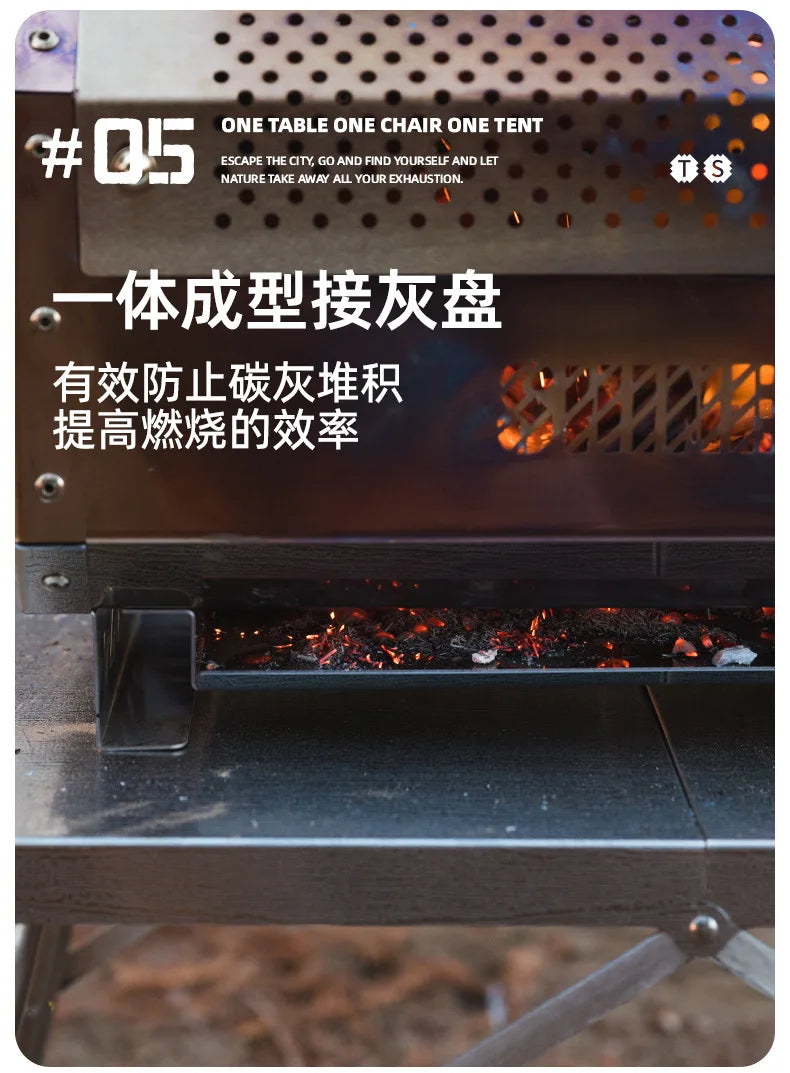 ShineTrip Outdoor Camping Stove Beacon Tower Desktop Barbecue Stove Stainless Steel Strong Firewood Burner Camping Furnace