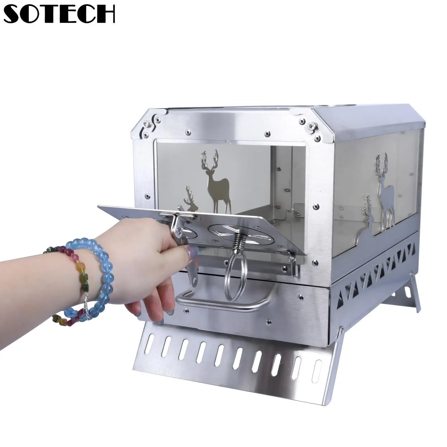 Firewood Stove Outdoor Portable Stainless Steel Burner Desktop Heater with Collapsible Legs for Camping Hiking Barbecue Travel