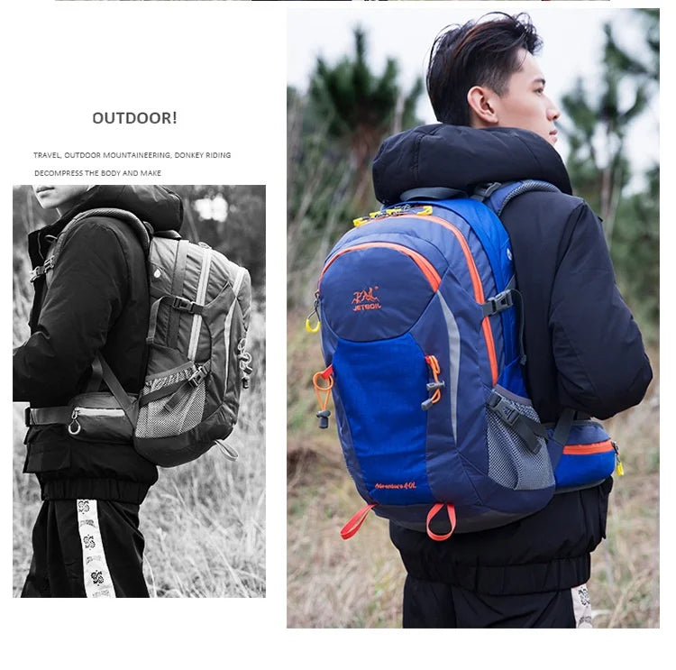 40L Splicing Style Backpack 450D Nylon Travel Bag Men Outdoor Backbag Multifunctional Hiking Mountaineering Backpack