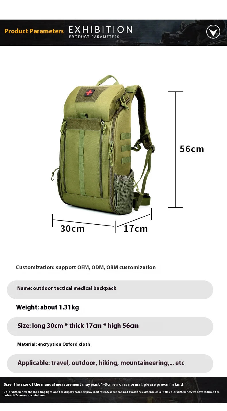 Tactical Medical Backpack MOLLE Detachable Med Kit - Quick-Access Military Survival Emergency Pack for Camping First Aid